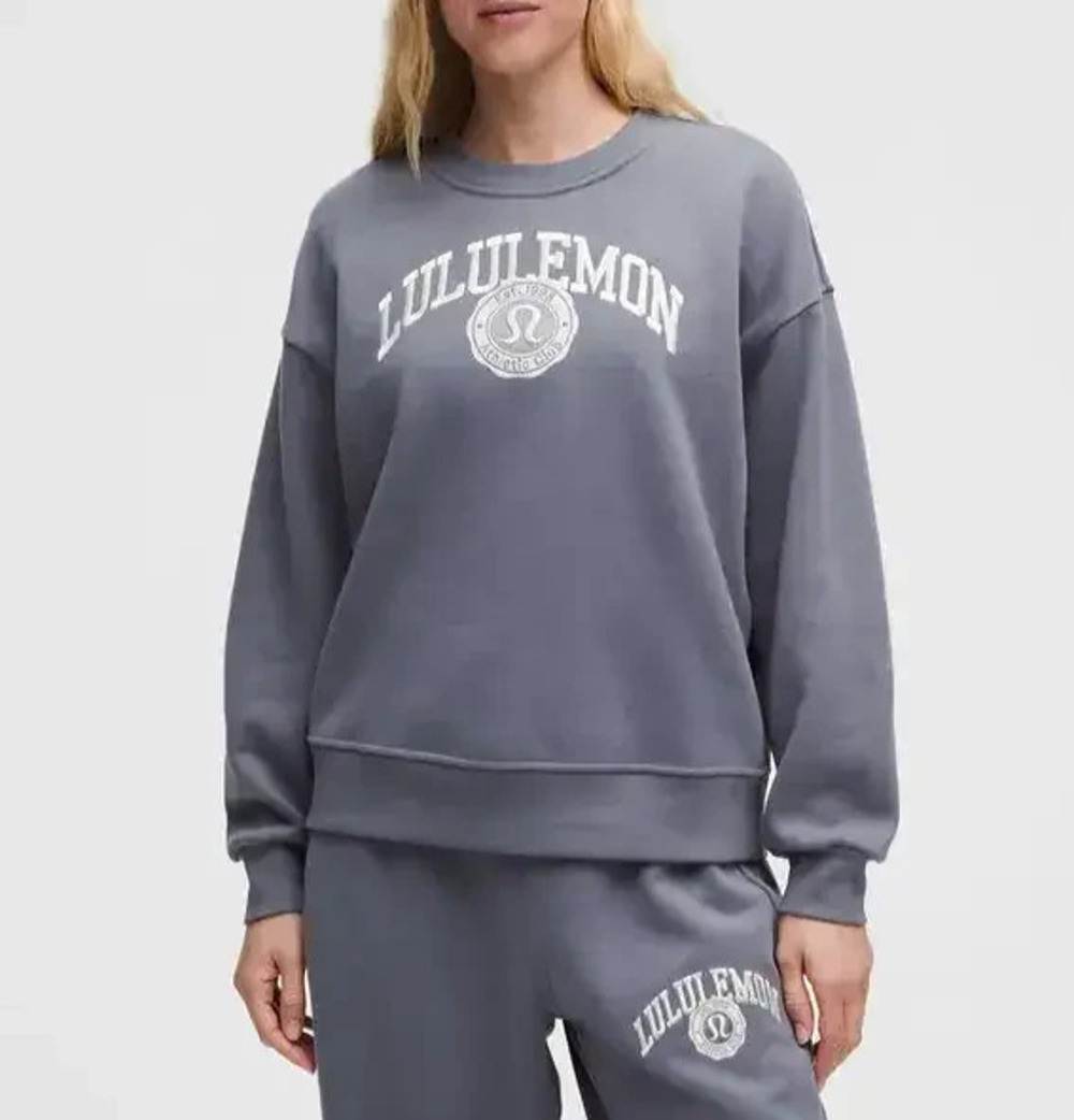 Lululemon Perfectly Oversized Crew Y2K Graphic Heather PULLOVER Grey M A011238